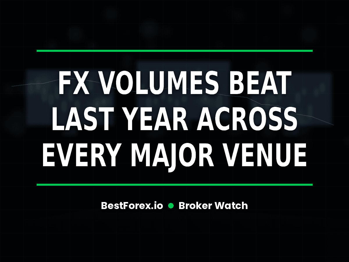 FX volumes beat last year across every major venue in July 2026 — BestForex.io Broker Watch cover image