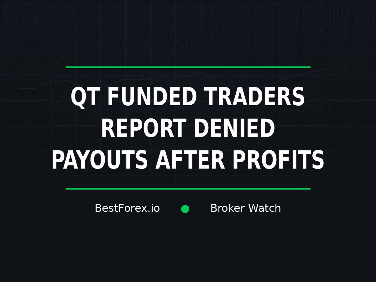 QT Funded traders report denied payouts after profits — BestForex.io Broker Watch cover image