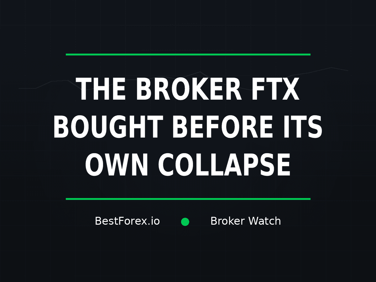 FinMarket cover reads “The broker FTX bought before its own collapse” over a dark market-grid background